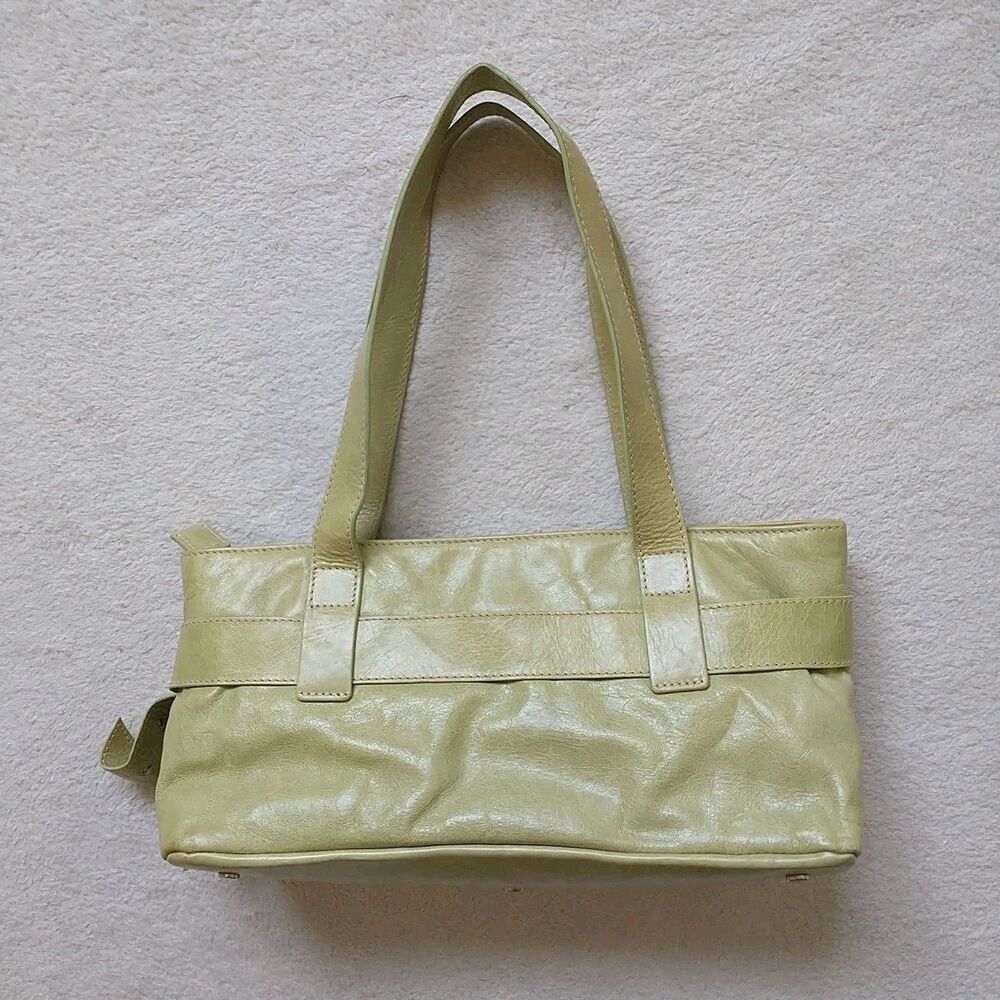 Roberto Gandolfi Leather Handbag Lime Green Bow 5.5x11x4" *READ - Picture 4 of 11